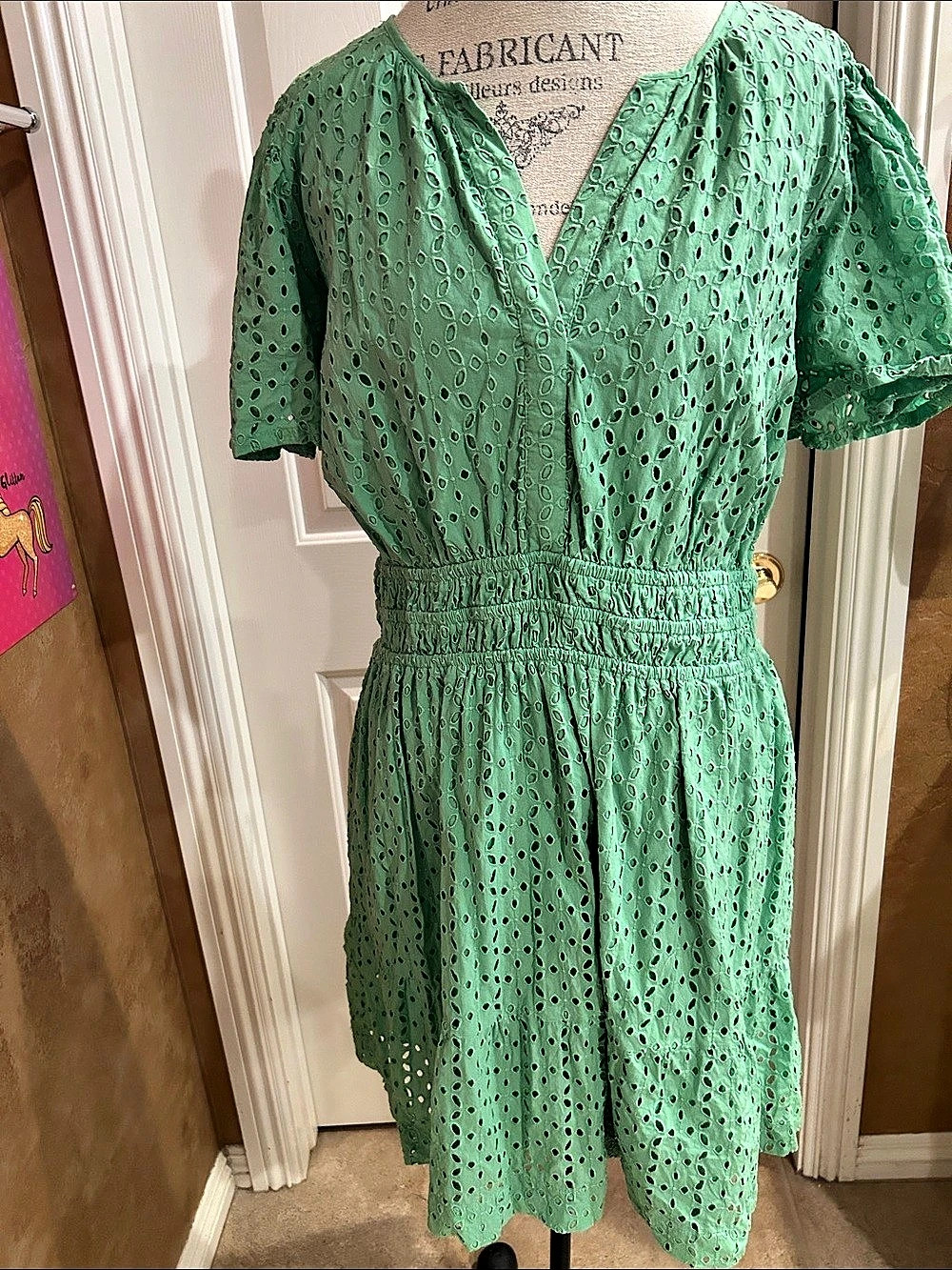 crown & ivy Eyelet Mini Dress in Green XXL Like New